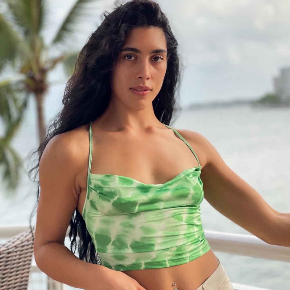 Shein green tie dye top